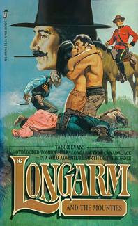 Ellen Michaels on the Cover of Longarm And The Mounties by Tabor Evans